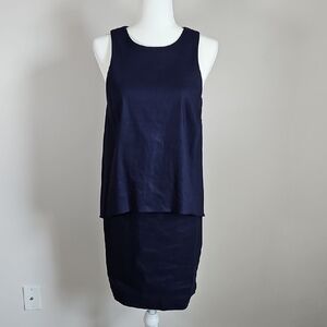 Antonio Melani SZ6 Julia Midi Overlay Sheath Dress Linen Blnd Minimal Lagenlook